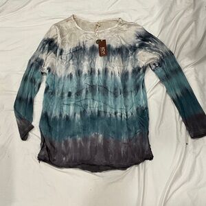 XCVI Teal and Gray Ombre Long Sleeve Top